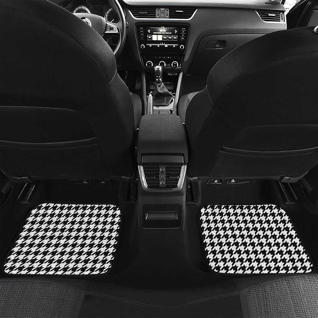 Black And White Houndstooth Print Front and Back Car Floor Mats
