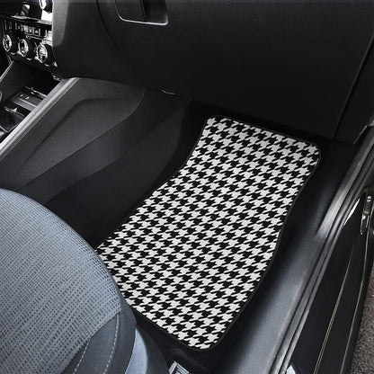 Black And White Houndstooth Print Front and Back Car Floor Mats