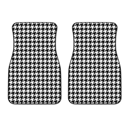 Black And White Houndstooth Print Front Car Floor Mats