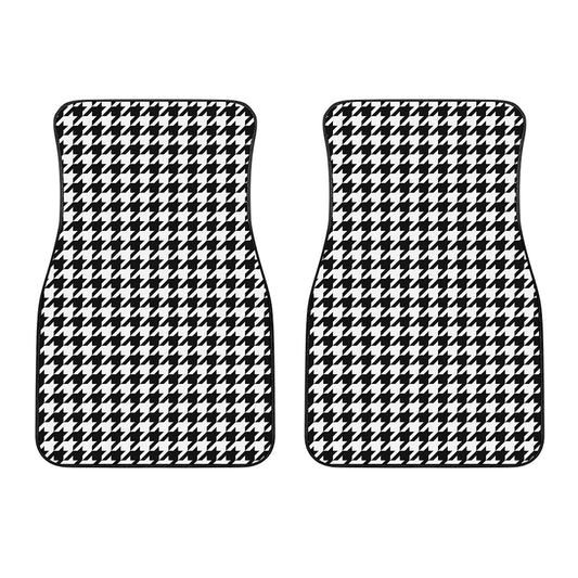 Black And White Houndstooth Print Front Car Floor Mats