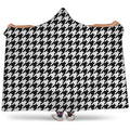 Black And White Houndstooth Print Hooded Blanket