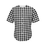 Black And White Houndstooth Print Men's Baseball Jersey