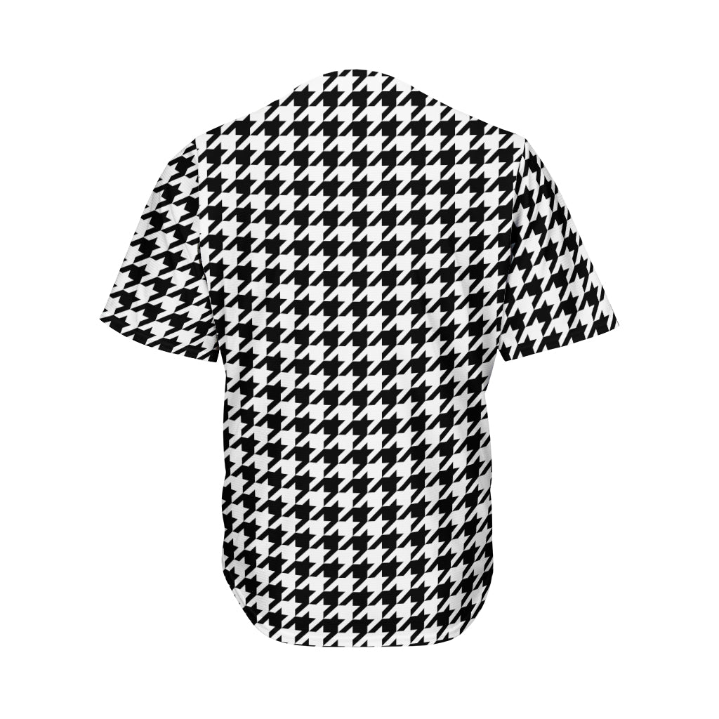 Black And White Houndstooth Print Men's Baseball Jersey