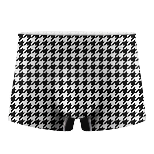 Black And White Houndstooth Print Men's Boxer Briefs