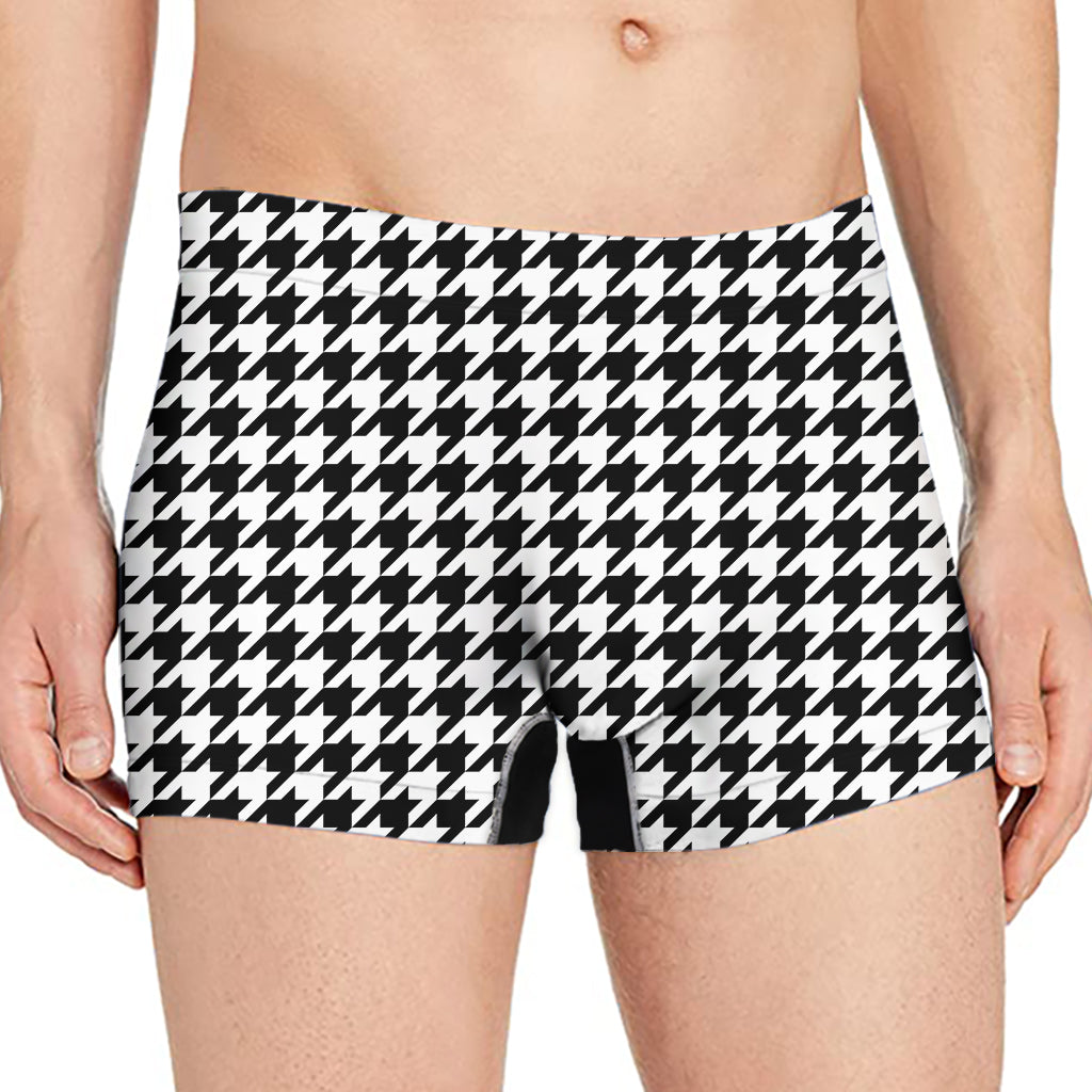 Black And White Houndstooth Print Men's Boxer Briefs