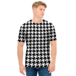 Black And White Houndstooth Print Men's T-Shirt