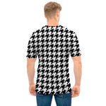 Black And White Houndstooth Print Men's T-Shirt