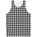 Black And White Houndstooth Print Men's Tank Top