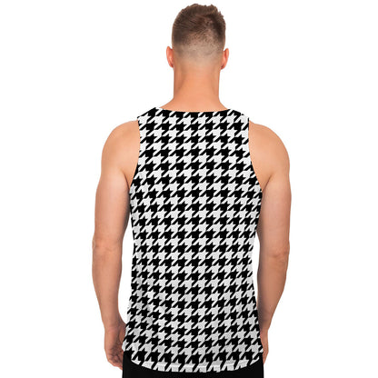 Black And White Houndstooth Print Men's Tank Top