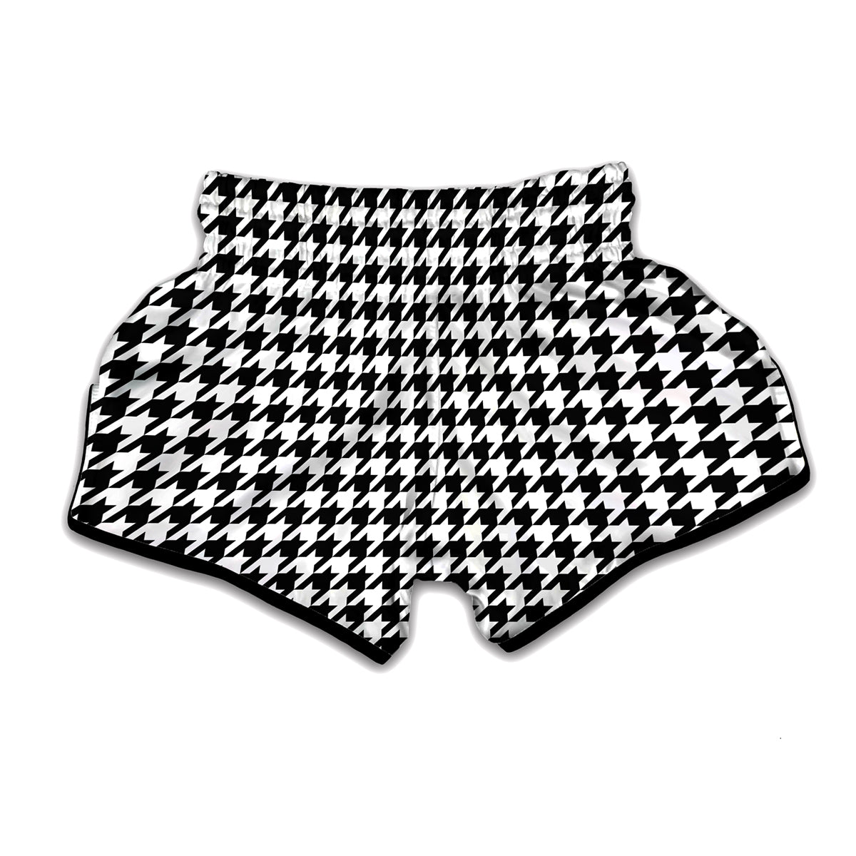 Black And White Houndstooth Print Muay Thai Boxing Shorts