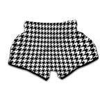 Black And White Houndstooth Print Muay Thai Boxing Shorts