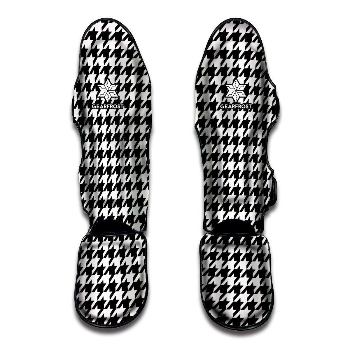 Black And White Houndstooth Print Muay Thai Shin Guard