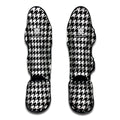Black And White Houndstooth Print Muay Thai Shin Guards
