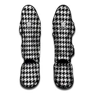 Black And White Houndstooth Print Muay Thai Shin Guard