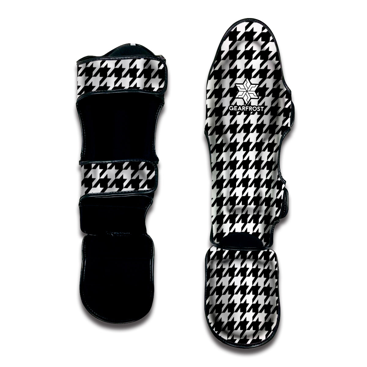 Black And White Houndstooth Print Muay Thai Shin Guard