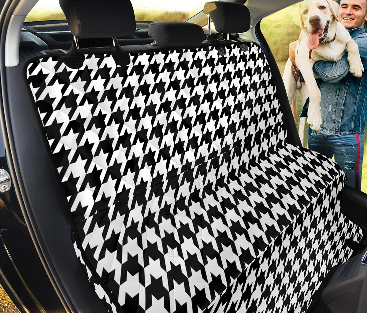 Black And White Houndstooth Print Pet Car Back Seat Cover