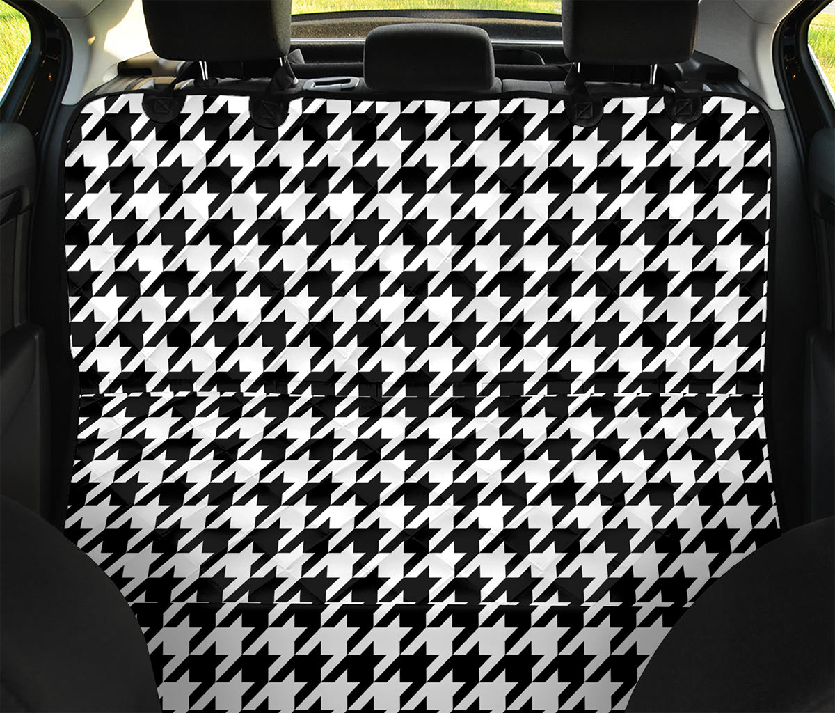 Black And White Houndstooth Print Pet Car Back Seat Cover