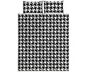 Black And White Houndstooth Print Quilt Bed Set