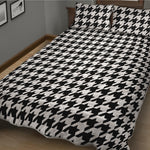 Black And White Houndstooth Print Quilt Bed Set