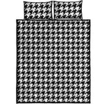 Black And White Houndstooth Print Quilt Bed Set
