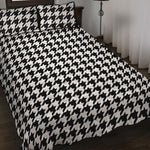 Black And White Houndstooth Print Quilt Bed Set