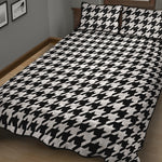 Black And White Houndstooth Print Quilt Bed Set