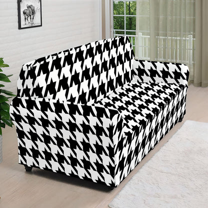 Black And White Houndstooth Print Sofa Cover