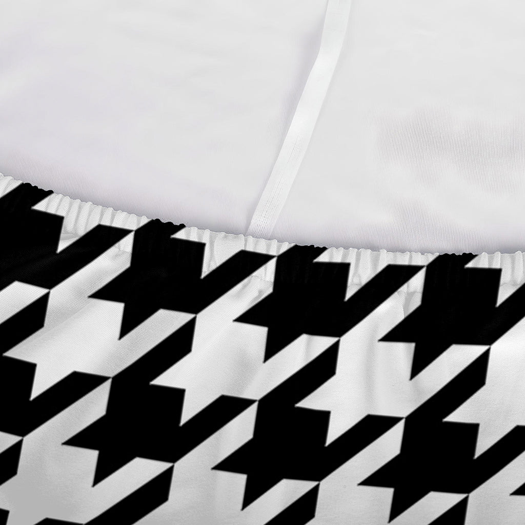 Black And White Houndstooth Print Sofa Cover