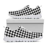 Black And White Houndstooth Print White Sneakers