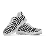 Black And White Houndstooth Print White Sneakers