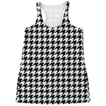Black And White Houndstooth Print Women's Racerback Tank Top