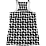 Black And White Houndstooth Print Women's Racerback Tank Top