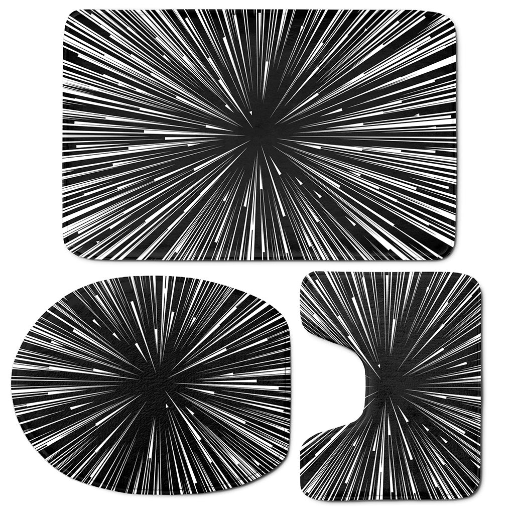 Black And White Hyperspace Print 3 Piece Bath Mat Set