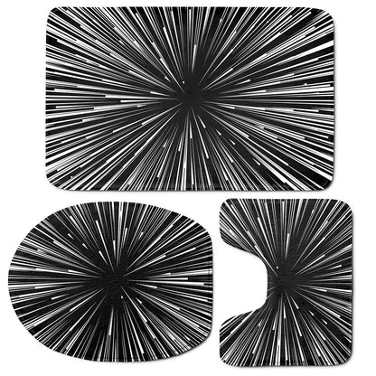 Black And White Hyperspace Print 3 Piece Bath Mat Set