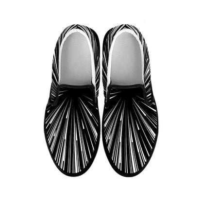 Black And White Hyperspace Print Black Slip On Shoes