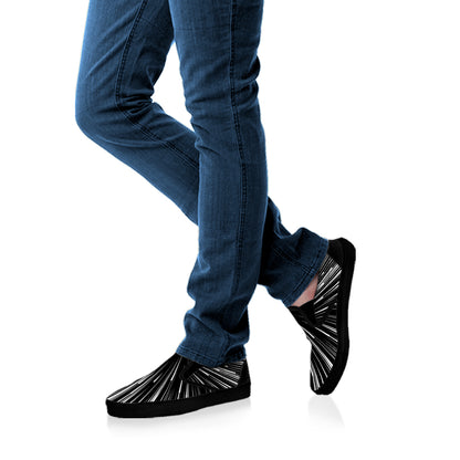 Black And White Hyperspace Print Black Slip On Shoes