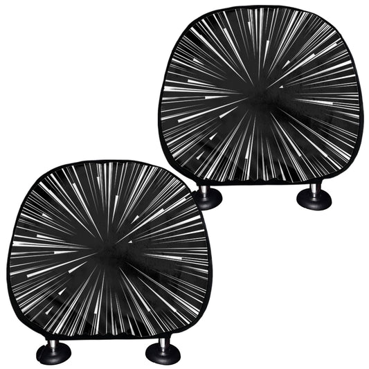 Black And White Hyperspace Print Car Headrest Covers
