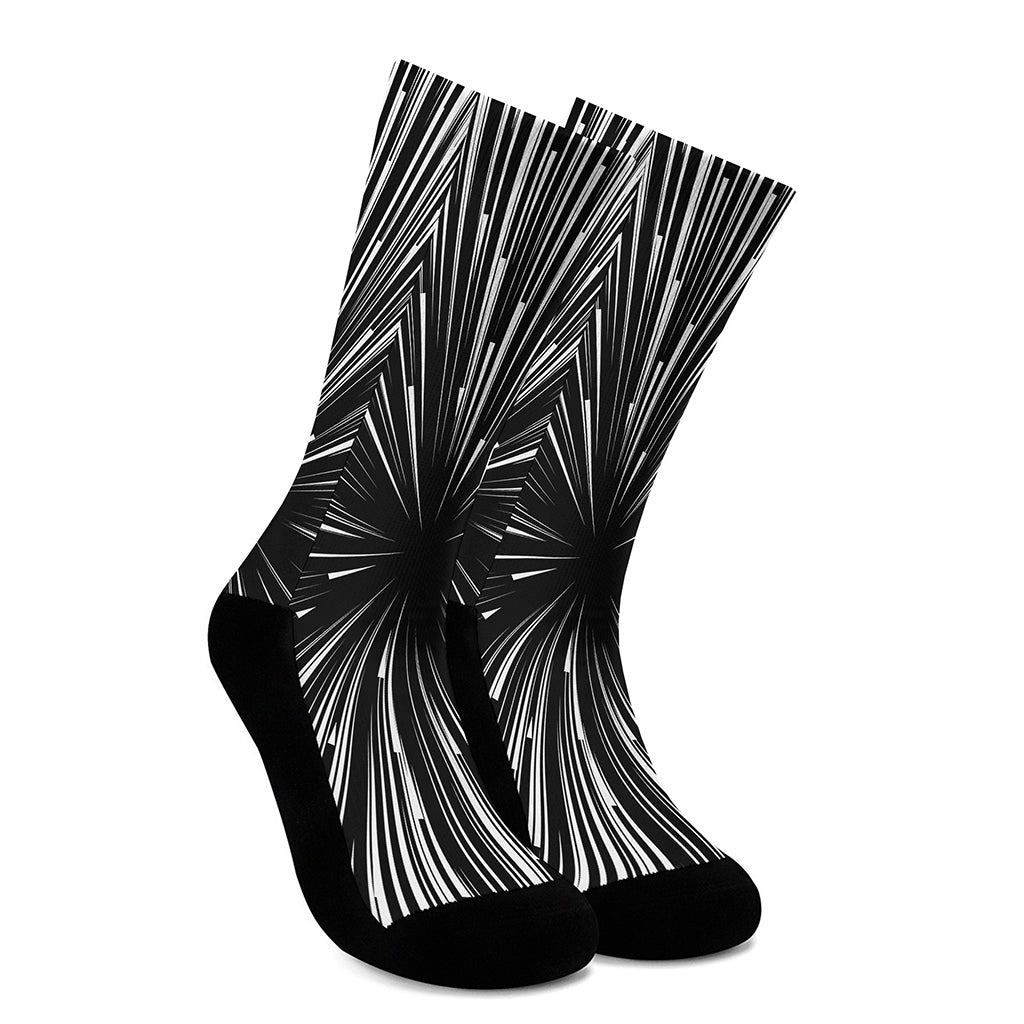 Black And White Hyperspace Print Crew Socks