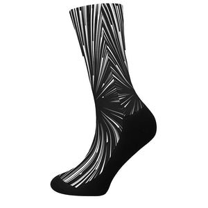 Black And White Hyperspace Print Crew Socks