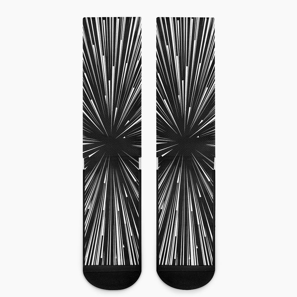 Black And White Hyperspace Print Crew Socks