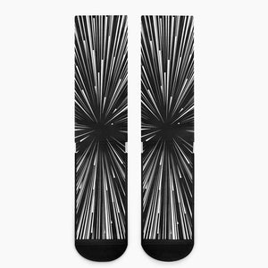 Black And White Hyperspace Print Crew Socks