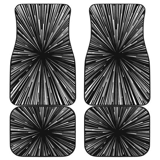 Black And White Hyperspace Print Front and Back Car Floor Mats