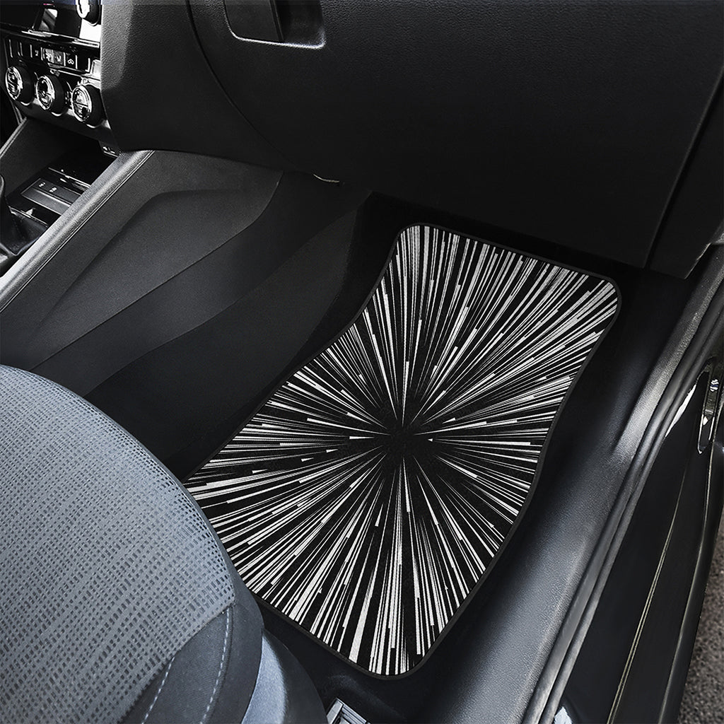 Black And White Hyperspace Print Front and Back Car Floor Mats