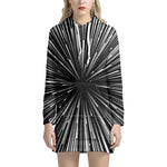 Black And White Hyperspace Print Hoodie Dress