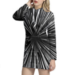 Black And White Hyperspace Print Hoodie Dress