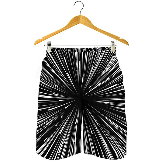 Black And White Hyperspace Print Men's Shorts