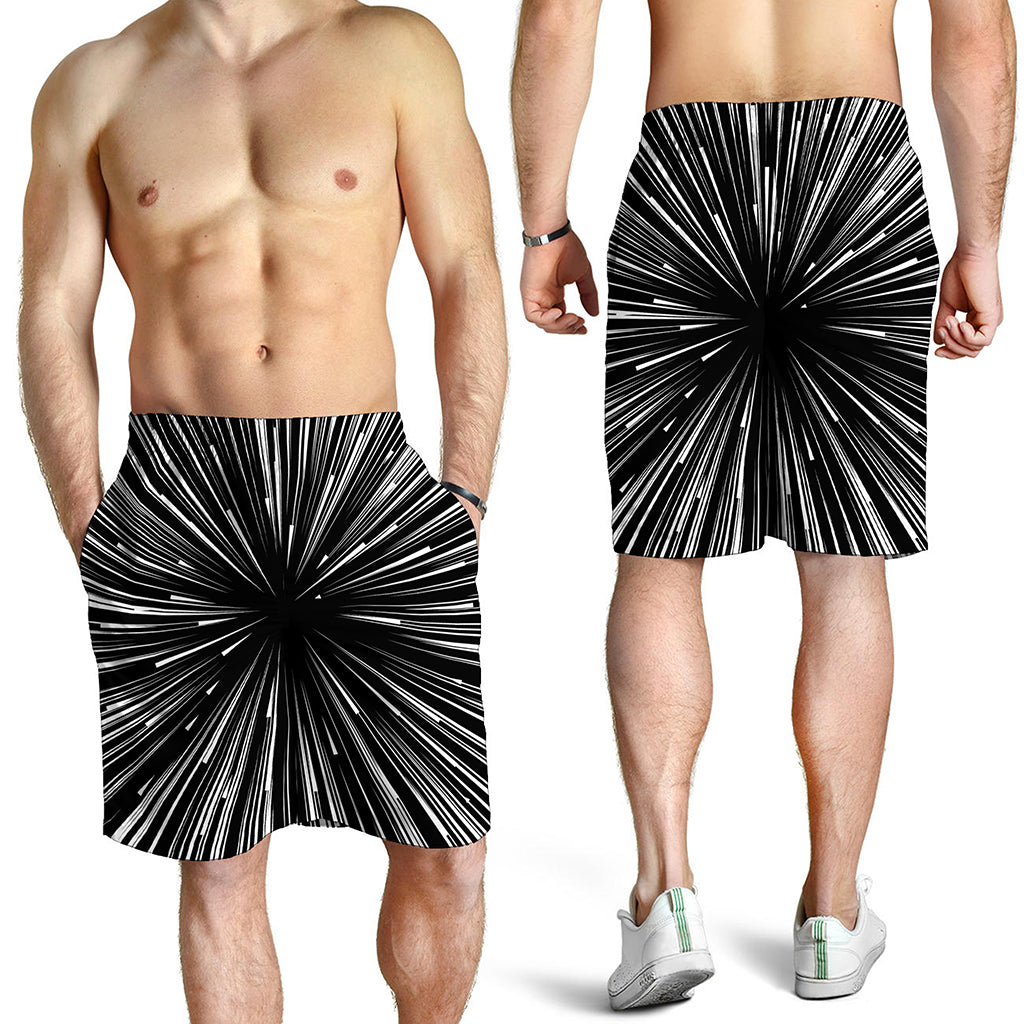 Black And White Hyperspace Print Men's Shorts