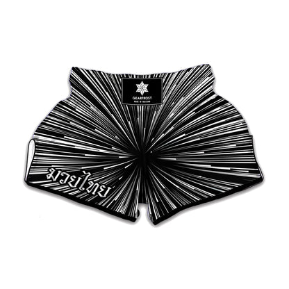 Black And White Hyperspace Print Muay Thai Boxing Shorts