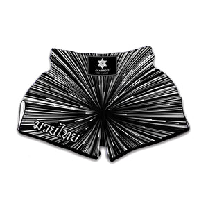 Black And White Hyperspace Print Muay Thai Boxing Shorts