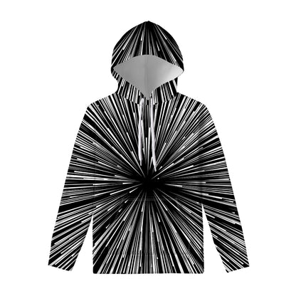 Black And White Hyperspace Print Pullover Hoodie